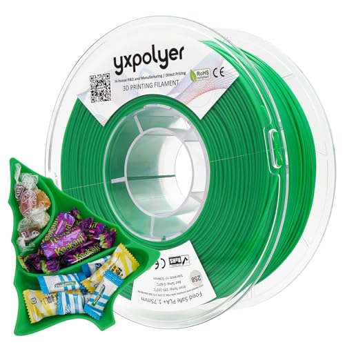 YXPOLYER PLA Plus Filament Food Grade 1.75mm 1kg Green - color: Green