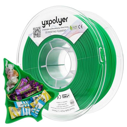 YXPOLYER PLA Plus Filament Food Grade 1.75mm 1kg Green - color: Green
