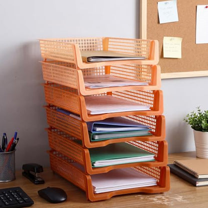 Bokon Brown 6 Pack Classroom Turn in Trays, Stackable File Trays