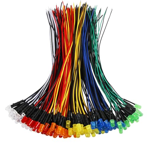120pcs 12v Led Diode Lights 5mm,Pre Wired Led Light Emitting Diodes Kit White Red Blue Green Yellow Orange - color: 6colors(120pcs)