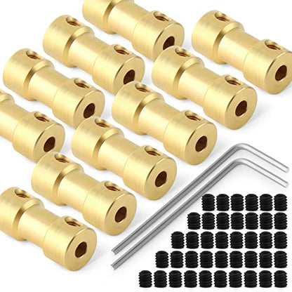 10pcs 4mm to 6mm Brass Shaft Coupling Joint Connector, Motor Shaft Extension Connector - size: 4mm to 6mm