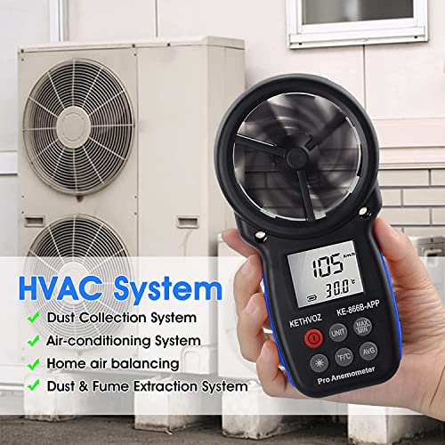 Bluetooth Anemometer Wind Speed Meter w/Data Logger, Kethvoz 866B-APP - color: 866BAPP w/ data logging