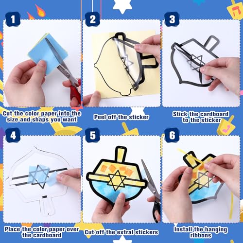 Eersida 32 Pcs Hanukkah Suncatchers Craft Kits, Chanukah DIY Ornaments - style: Hanukkah