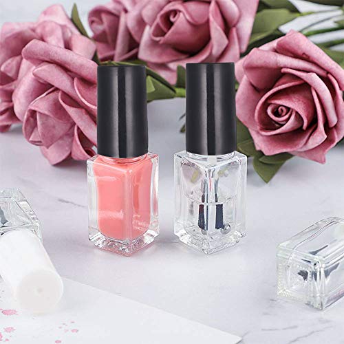 BENECREAT 12PCS 10ml Empty Nail Polish Bottles Transparent Glass Nail Varnish Bottles with Brushes, 5PCS Funnel Hopper - size: 10ml