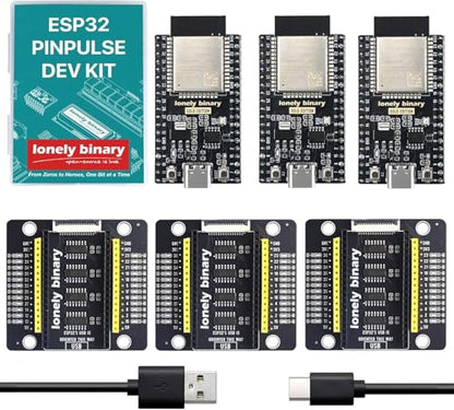 Lonely Binary 3-Pack ESP32 PinPulse Shield GPIO LED for C++ - size: 3-PACK (ESP32 + PinPulse Shield)