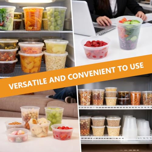 NESCCI 72 Sets (144-Piece) Deli Containers with Lids,8oz X 72 Set Each - size: 8oz X 72 Set