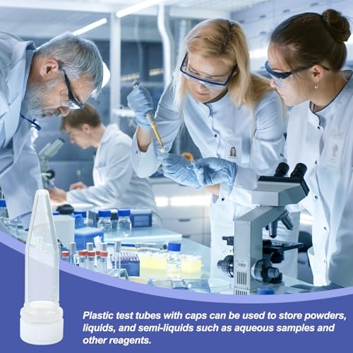 PATIKIL 1.5ml Plastic Cryogenic, 25Pcs Cryogenic Vial Screw Top Frozen Test Tube for Lab Laboratory Science, White Cap - color: White