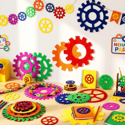 Dunzy 48 Pcs Gear Shaped Felt Cutouts Classroom Wall Decal Colorful - style: Gear