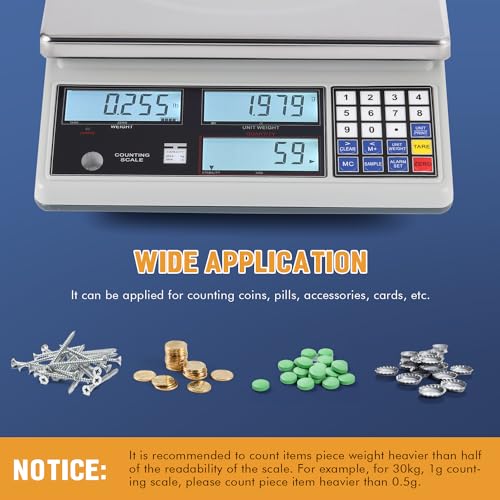 Bonvoisin Industrial Counting Scale Digital Scale for Parts and Coins kg/g/lb Electronic Gram Scale Inventory Counting Scale Industrial Parts Coins Piece Counting Scale (15kg/33lb, 0.1g) - size: 15 kg, 0.1 g