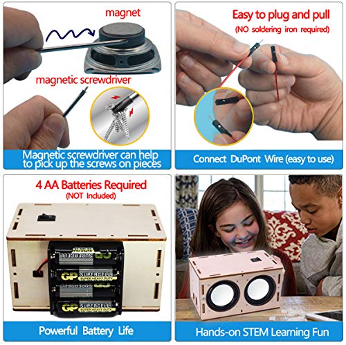 DIY Bluetooth Speaker Kit Wood Case, Teens & Adults STEM Electronic Project