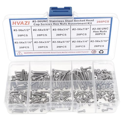 #2-56 UNC 304 Stainless Steel Knurled Hex Socket Cap Screw & Nut Kit - size: #2-56UNC