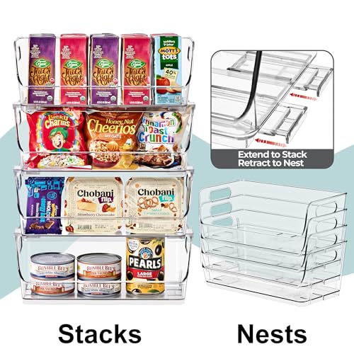Sorbus Clear Pantry Organizer with Stackable Storage Bins, Open Front - size: Small Wide, style: 2 Pack