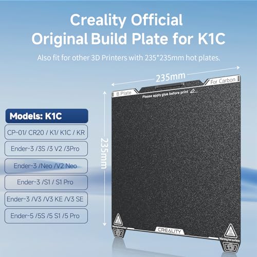 Official Creality K1C Build Plate 235x235mm Textured PEI Sheet with Nozzle Cleaner Flexible Spring Steel Magnetic Platform Plate for K1/K1C/K1 SE/Ender 3/3 V2/3 V3/3 V3 KE/3 V3 SE/3 Neo/3 V2 Neo - style: K1C Textured