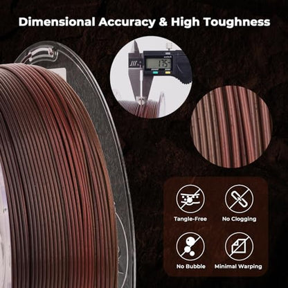 AMOLEN Marble PLA 3D Printer Filament 1.75mm Rainbow Rock 1KG - color: Rainbowc