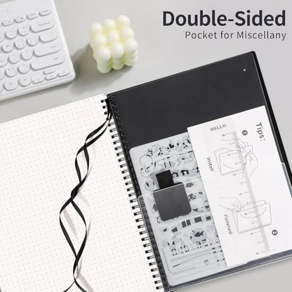 AHGXG Dotted Journal, Grid Spiral Notebook, 110 Pages, A4 (8.5" x 11") - color: Black, style: A4-Dotted