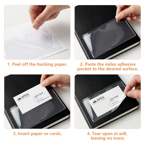 TOTiyea Clear Adhesive Pockets 200 Pack 3"×5",Strong Adhesive Backing - size: 3'' x 5'', style: 200 Pack
