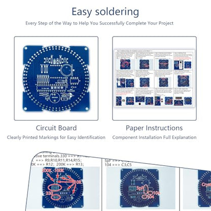 YYSOLDER soldering practice kit Digital tube electronic clock Rotating LED running light Light control Temperature control Multi-function clock Learning soldering kit