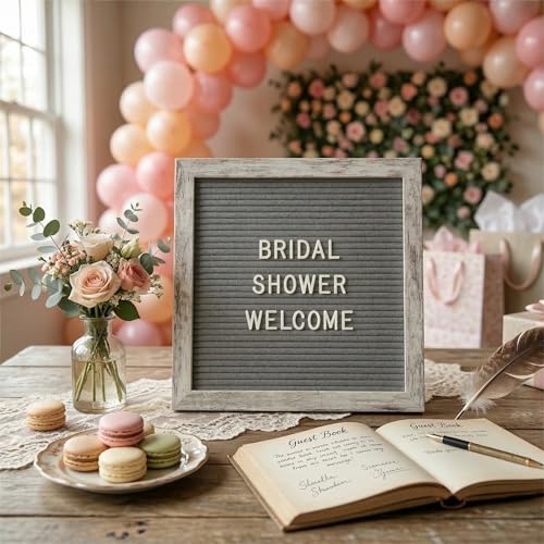 Rustic Gray Felt Letter Board 10x10 with Stand, Wall Mount, 336 Letters - color: Rustic Gray