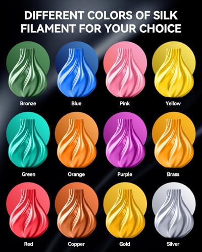 SUNLU 250g Filament Bundle 1.75mm, Multicolor 3D Printer Filament - color: Silk Spool-black+white+light Gold+silver+brass+red Copper+blue+green