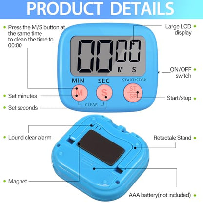 Leumoi 24 Pcs Digital Kitchen Timers Bulk Timer for Classroom, Blue - color: Blue