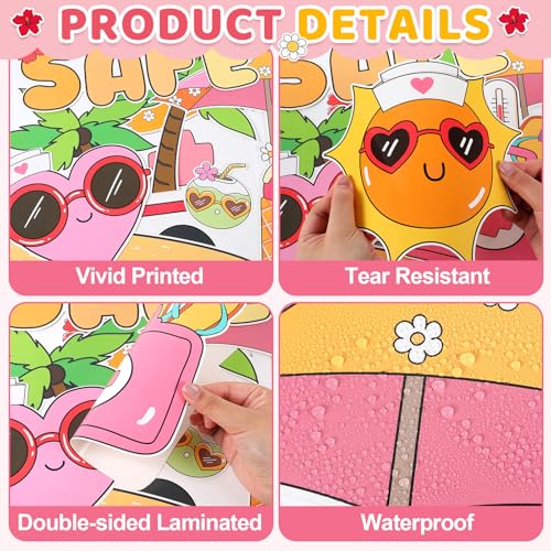 Sunshine Sun Bulletin Board Set Safe Fun in the Sun Classroom Decorations Summer Classroom Sunshine Safety Paper Cutouts for Back to School Teachers Chalkboard Wall Door Decor - style: Sun