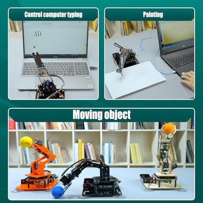 Adeept 5DOF Robotic Arm, Programmable DIY Coding Kit for Arduino IDE - color: Wooden