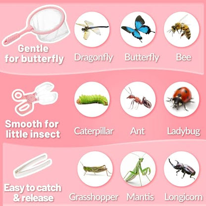 Biggun 2 Set Bug Catcher for Kids Ages 3-10 Explorer Toys Birthday Gift - color: Pink