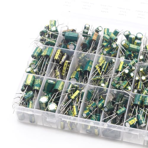 460Pcs 24 Types Electrolytic Capacitor Kit Inline Aluminum 6.3V-50V Green