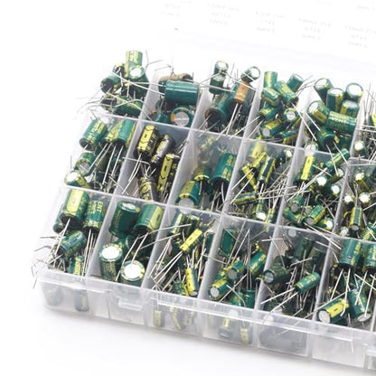 460Pcs 24 Types Electrolytic Capacitor Kit Inline Aluminum 6.3V-50V Green