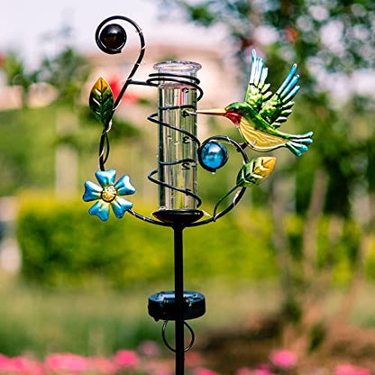 Stargarden Hummingbird Rain Gauge Outdoor Solar LED Lights Rain Gauge - color: Hummingbird-A