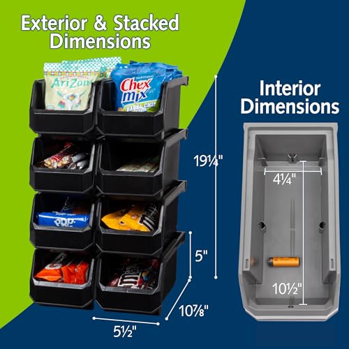 ReadySpace Medium Stackable Plastic Storage Bins, 8-Pack, Black - color: Black, size: Medium, 8-Pack