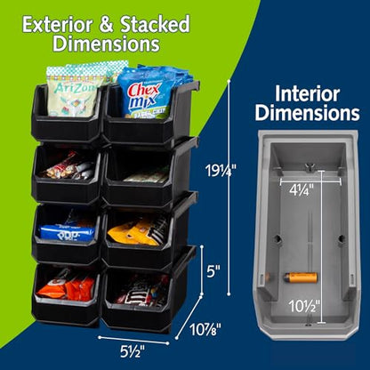 ReadySpace Medium Stackable Plastic Storage Bins, 8-Pack, Black - color: Black, size: Medium, 8-Pack