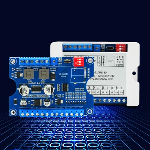 Voice Playback Module with Case,80W Low Lever Trigger DC 9-24V CH358D Chip Support USB Download, MP3 Hardware Decoding,10-Way Button One-to-One,8 Combined Voice Board for Industry Broadcast. - size: JR-CH358D-C-Voice Playback Board