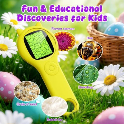 Kids Microscope, 500X Digital Magnifying Glass, STEM Toy, Yellow - color: Yellow, size: 1 Pcs