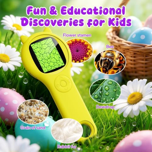 Kids Microscope, 500X Digital Magnifying Glass, STEM Toy, Yellow - color: Yellow, size: 1 Pcs