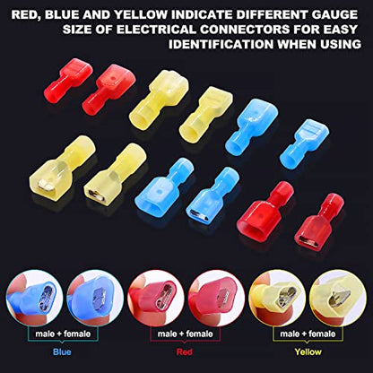 Twidec/100PCS Nylon Spade Connector Kit 22-10AWG Male Female Wire Connector - color: 100PCS
