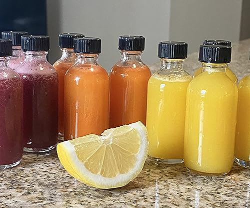 6pack 2oz Ginger Shot Bottles, Reusable Glass Shot Bottles with Caps - color: White, size: 6-pack
