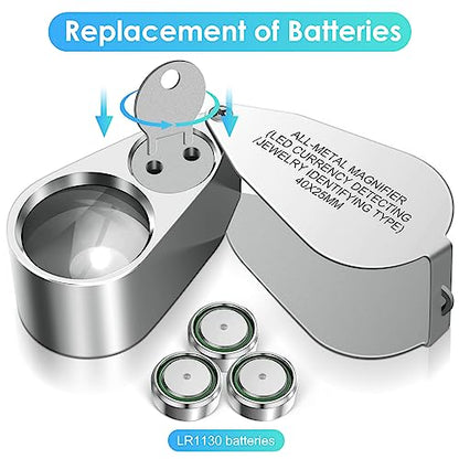 Leffis 2 Pack 40X Jewelers Loupe Magnifier Magnifying Glasses - size: 2 Pack