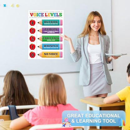 D24TIME 11.2''x 16.5'' Colorful Pencils Voice Level Chart for Classroom - color: Attractive-Pencil