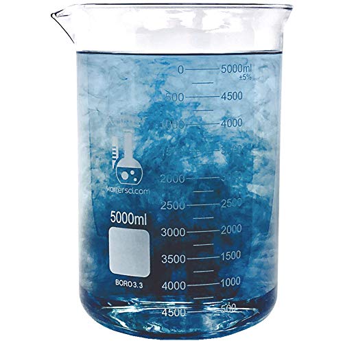 5000ml Beaker, Low Form Griffin, Borosilicate 3.3 Glass, Double Scale, Graduated, Karter Scientific 213D22 (Single) - size: 5L, style: Pack of 1