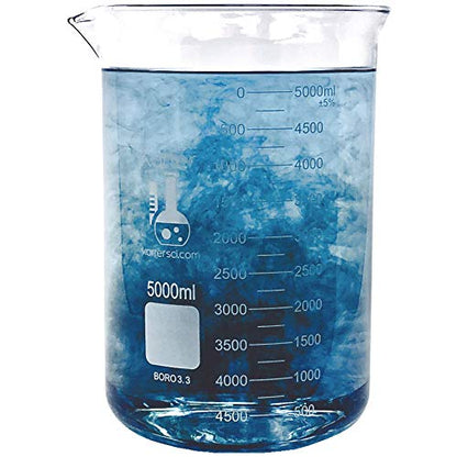 5000ml Beaker, Low Form Griffin, Borosilicate 3.3 Glass, Double Scale, Graduated, Karter Scientific 213D22 (Single) - size: 5L, style: Pack of 1