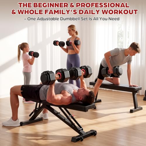 OPPSDECOR Adjustable Dumbbell Set of 2, 10-in-1 Free Weight Set 25/50/55 lb - size: 50LB-Pair