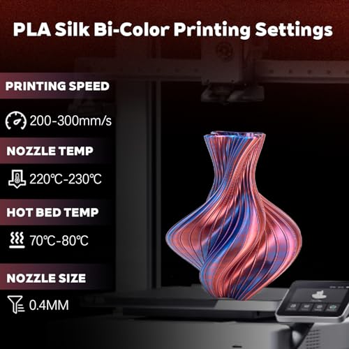 Silk Dual Color Blue Red PLA 1.75mm 1kg Shiny 3D Printer Filament FDM AMS - color: A_pla-2ssc-02 Silk Blue+red