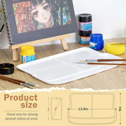 DUGATO Rectangular Plastic Paint Palette, 2-Pack Mixing Tray, 13.8 x 9 in - color: Rectangular - 3 Large Wells