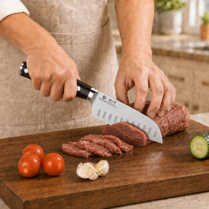 imarku Santoku Knife 5 Inch, Ultra Sharp Chef Knife with Pakkawood Handle - color: Black Ebony