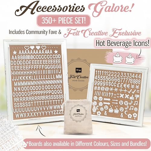 Cappuccino Felt Letter Board Back to School Sign with Rustic Wood White Frame - Farmhouse Letter Board Sign with Stand - Baby Announcement 10x10 Felt Board Changeable Message Board with 350 Letter Set - color: Cappuccino, size: 10x10 inches