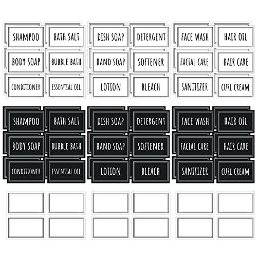 Segbeauty 84 Pack Self-Adhesive Waterproof Labels, Removable Soap Dispenser Bottles Stickers for Bathroom, Kitchen, Laundry & DIY Cleaning, Modern Farmhouse Home Decor - style: S+D+F+Blank-Mixed