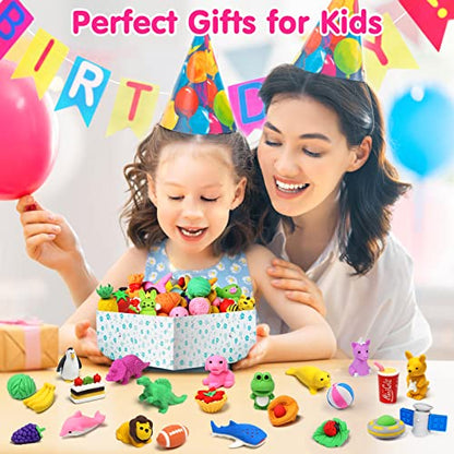 140 Animal Erasers Bulk, Desk Pets Classroom Prizes, Kids School Supplies
