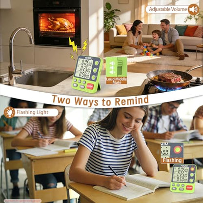 Digital Dual Kitchen Timer, 3-Channel Independent Countdown Timer - size: YS318 Green