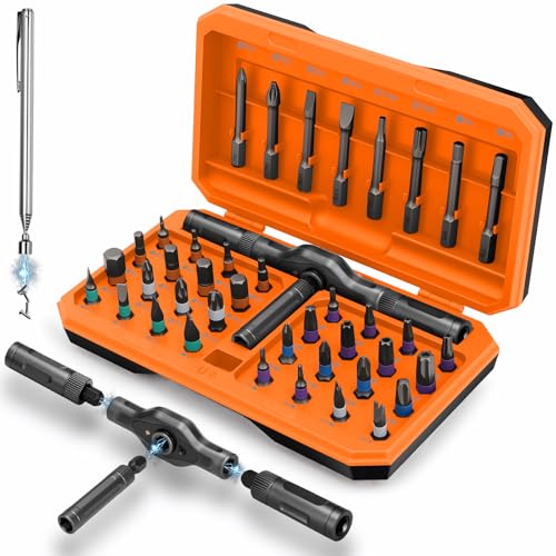 KELIN 43 IN 1 Magnetic Ratchet Screwdriver Set with Detachable T Handle - color: Orange, size: 43 PCS